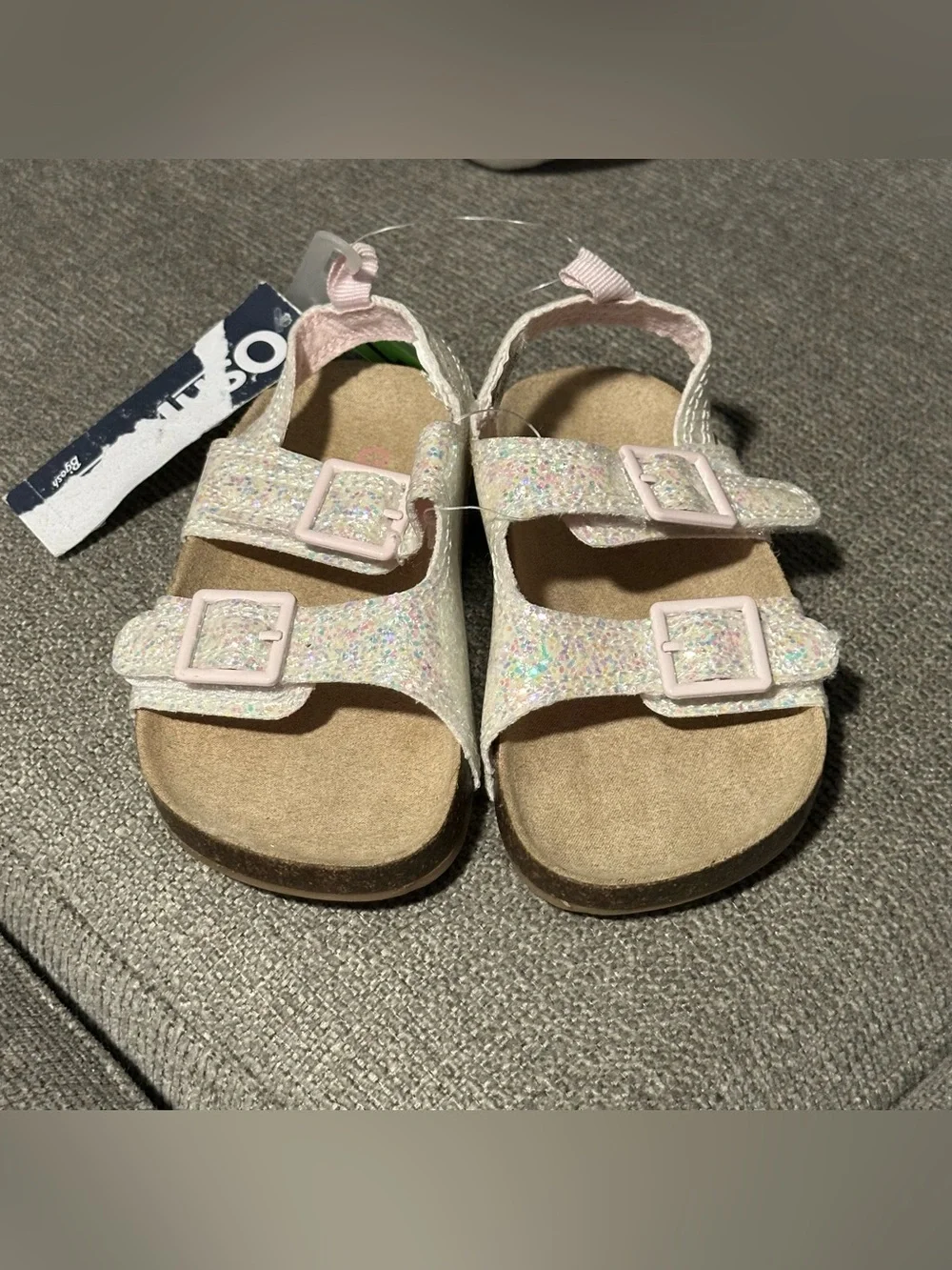 OshKosh B'gosh Girls' Glitter Double-Buckle Sandals - Iridescent Pink